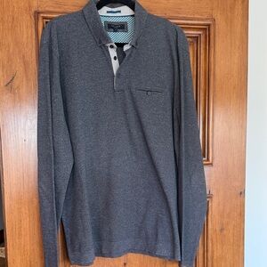 Ted Baker Gray and Teal Patterned Collar Shirt